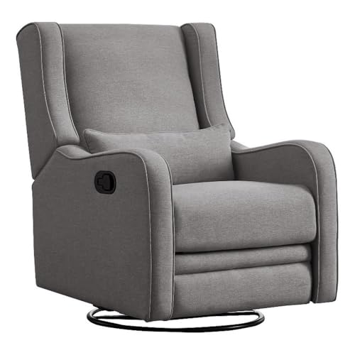 Pemberly Row Fabric Manual Swivel Glider and Recliner in Harbor Gray