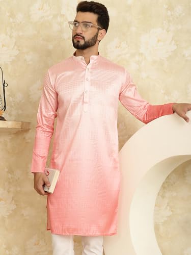 Sojanya (Since 1958 Men'S Jacquard Silk Multi Shade Kurta With Sequence Only Long Kurta2