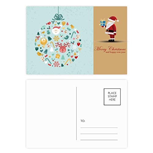Cartes postales Merry Christmas Circle rondes de Noël avec dessin Père Noël pour vœux