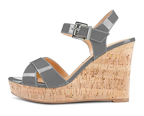 Aachcol Women Cork Wedge Sandals Slingback Ankle Strap Platform Open Toe High Heel Chunky Block Dress Shoes 4 Inch2