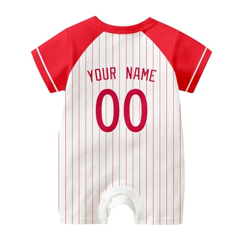 Image of KREDE Baby Clothes Unisex Bodysuit White Custom Name Number for Baby Boys