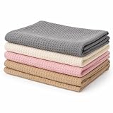 TRAUMO Geschirrtücher Baumwolle 4er Set - Küchenhandtücher 45 × 65 cm, saugstark & schnelltrocknend, Waffelstruktur, Fusselfrei