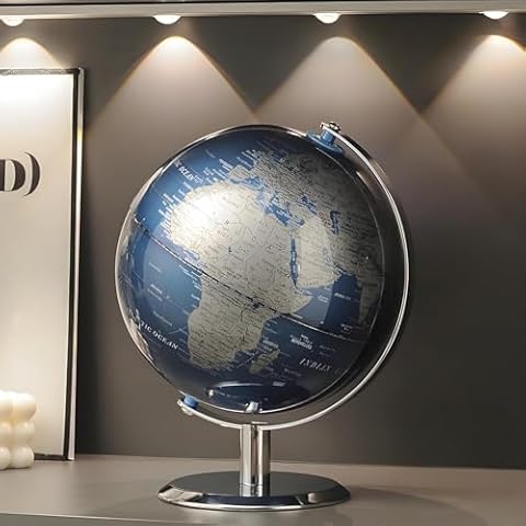 World Globe with Stainless steel Stand, 8inch Earth Modern Desktop Globe For Educational Home Office Desk Bookshelf Decor, Cool Tech Gift for Business Men Father Boys Adults & Kids Cover