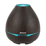 Aromatherapy Essential Oil Diffuser, Aromacare 300ml Cool Mist Aroma Humidifier, Wood Grain Quiet Air Humidifier with Waterless Auto Shut-off for Office/Home/Bedroom/Living Room/Yoga/Spa/Study-Brown