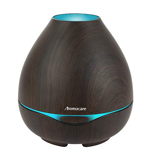 Aromatherapy Essential Oil Diffuser, Aromacare 300ml Cool Mist Aroma Humidifier, Wood Grain Quiet Air Humidifier with Waterless Auto Shut-off for Office/Home/Bedroom/Living Room/Yoga/Spa/Study-Brown