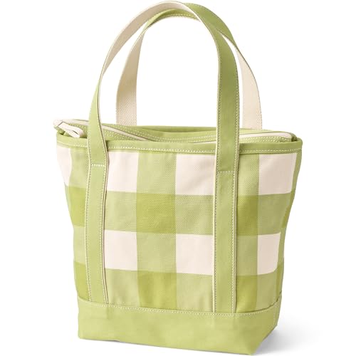 Image of Lands' End Zip Top Long Handle Canvas Tote Bag