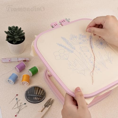 Image of Framendino, Double Layer Embroidery Stand Hoop Hoops Frame for Sewing Craft Projects Purple