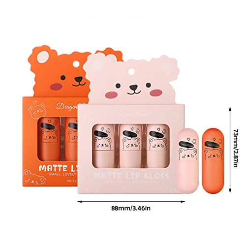 Kdhgoo VELVET LIP GLOSS Cute Bears 3 Pack Lip Glaze Lipstick Deep Lip Stain Long Lasting Waterproof Matte Lip Gloss Kit Nude Beauty Makeup thumb #7