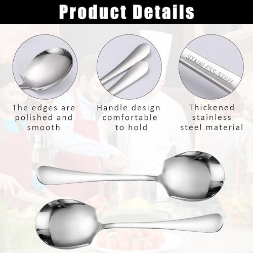 2 Pezzi Cucchiaio da Portata Grandi in Acciaio Inossidabile, Cucchiai da Portata con Manico Lungo, Cucchiai Da Portata per Buffet, Grandi Cucchiaio da Portata per Cucina Ristorante Banchetto - immagine 4