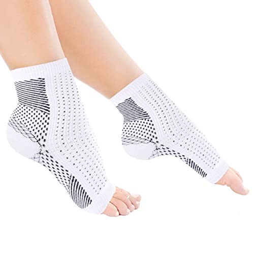 Bluelans Plantar Fasciitis Relief Socks (1 Pair) for Women & Men, Best Compression Sleeves for All Day Wear with Foot/Arch Pain Relief White Black L/XL