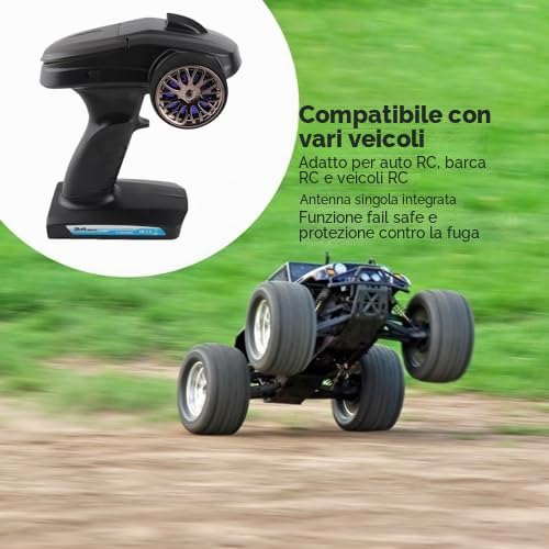 Trasmettitore e Ricevitore RC 2.4G a 3 Canali, Radiocomando Professionale per Barca e Auto RC