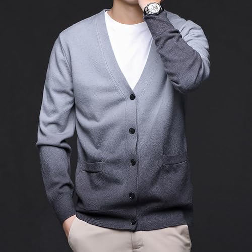 Men's V Neck Button Down Cardigan Lightweight Knitted Cardigan Sweater Slim Fit Sweaters Winter Male Outfits4