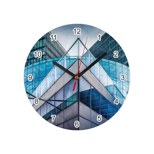 Horloge murale en verre architecture bâtiment moderne blanc pendule design 20cm