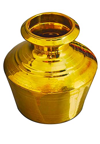 Brass Handi for Cooking Capacity Shiny and Sturdy Perfectly Fit in Your Home Kitchen, Hotel, Restaurant | Brass Utensils-[ 5 Litter Water Capacity] Wt-1Kg APX, Polished, 5 Liter