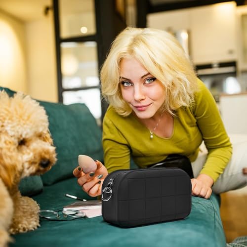 Image of INOVERA (LABEL) Makeup Organizer Pouch for Women, Girls - Silicone Travel Cosmetic Pouches - Cosmetics Make up Brushes Holder Bag (Black)