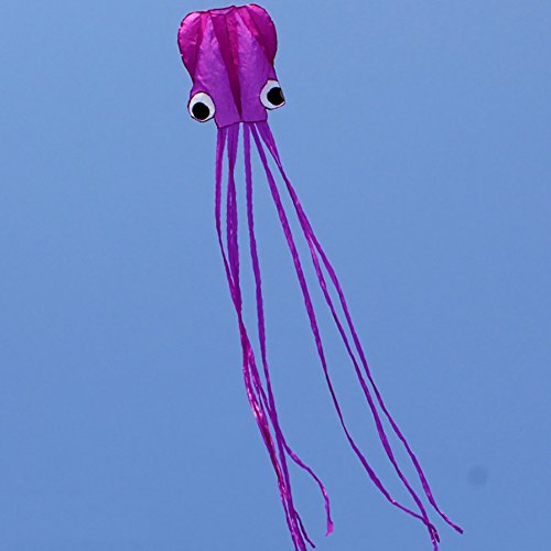 Sizet Beautiful Kites Soft Octopus Large Size Kite Easy Flyer - Perfect for Beach Park (purple)