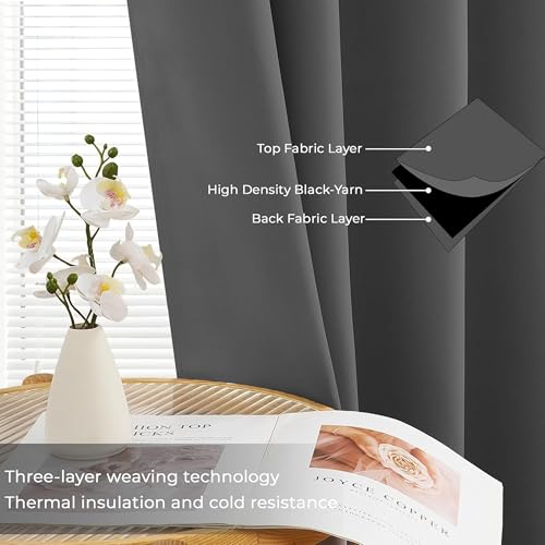 Image of Galaxy Home Decor Premium 100% True Blackout Eyelet Curtain for Long Door 8 Feet| Thermal Insulated Modern Plain Curtain for Living Room & Bedroom|Pack of 2, Grey