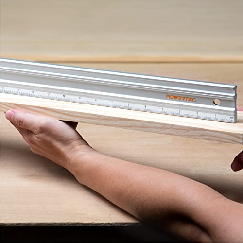 Powertec 71213 18" Anodized Aluminum Straight Edge | Metal Straight Edge Machined Flat To Within 0.001” Over Full 18” - Professional Finishing Tools #TOP7