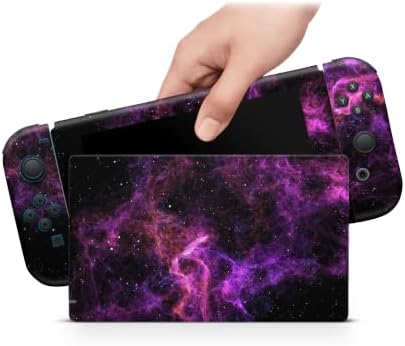 ZOOMHITSKINS Matte Skin Compatible with Switch, Galaxy Space Stars Universe Purple Design, Durable 3M Vinyl Decal Wrap, Precision Fit, Bubble-Free, Made in USA