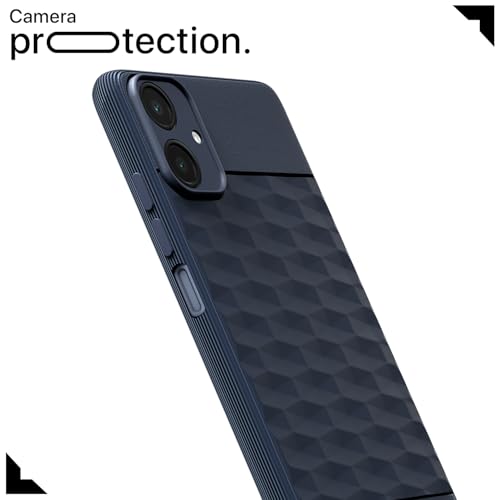 Image of Pikkme Back Cover for Samsung Galaxy A06 Camera Protection 3D Hexa Cube Design Silicone Protective Bumper Case (Blue)