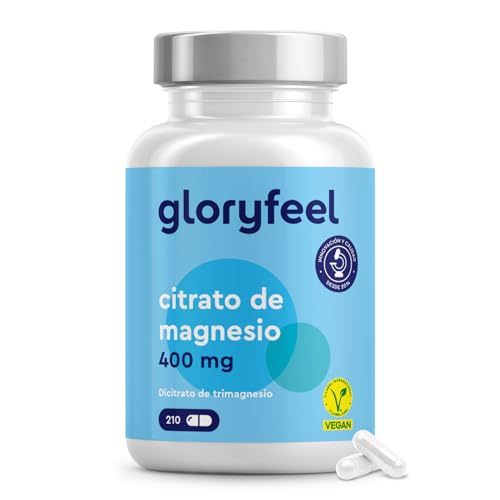 Citrato de Magnesio 2500mg - 400mg de Magnesio elemental al día - 210 Cápsulas - Magnesio de alta biodisponibilidad y dosificación - Probado en laboratorio, sin aditivos