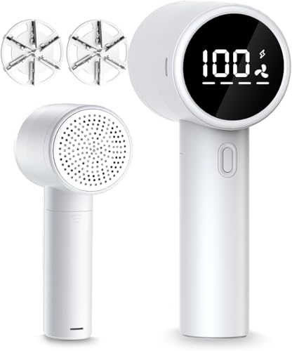 【2025年 4段階のスピード調整 人気】 毛玉取り けだまとり 電動 毛玉カッター LCD液晶ディスプレイ付き 4段階風力調整 Type-C充電式 強力6枚刃 替え刃1枚付属 安全装置 毛玉取り器 どんな衣類でも靴下寝具カーペット持ちやすく軽量 旅行 専業主婦 家庭用ギフト