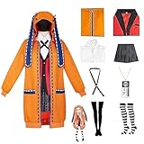 Taikcsut Yomoduki Runa Cosplay Costume Orange Hoodie Full Set Outfit Anime Gambler School Uniform Full Set Outfit for Women & Girl Runa Cosplay