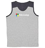 Microslop - Funny Internet Meme Pun AI Youth Contrast Back Tank Top (Heather/Navy, Medium)
