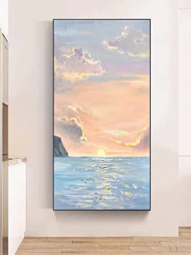 Peinture peinte à la main mer lever du soleil pour un intérieur serein