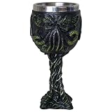 alikiki Mysterious Cthulhu Wine Goblet - Octopus Sea Monster Cthulhu Chalice - 7oz Stainless Steel D