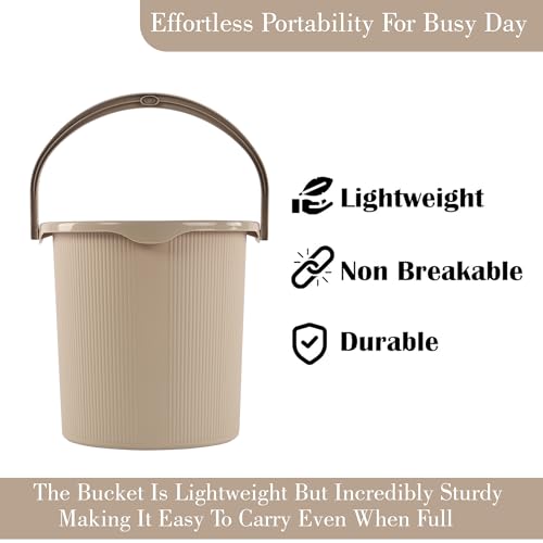 Image of Kuber Industries 3 Pcs Plastic 25 Ltr Bucket for Bathroom | Sturdy and Easy Grip Handle | Big Bucket for Bathing | Magnite 25 | Cream