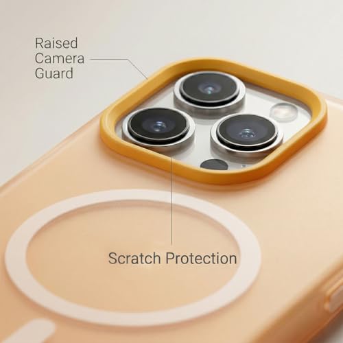 Image of amazon basics Luxury MagSafe Compatible Magnetic Case for iPhone 15 Pro | Soft Touch Matte Pastel Finish | Shockproof Back Cover with Camera Protection (Orange)