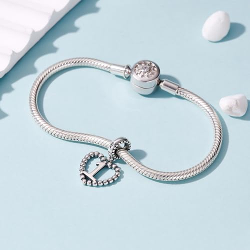 Image of 925 Sterling Silver Number Charm fits Pandora, Gift for Women