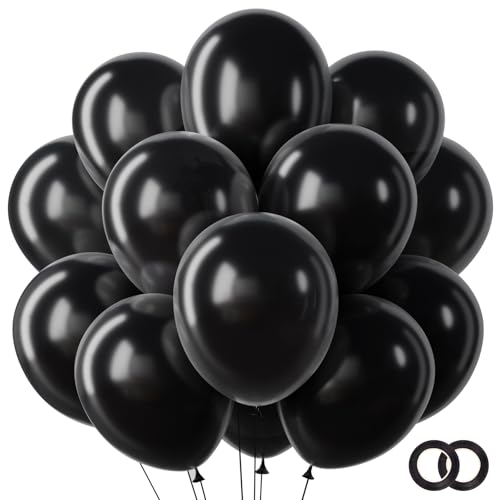 Image of RUBFAC Black Balloons, Party Balloon 12 Inch for Graduations Party Decorations, Black History Month, Birthday, Wedding, Baby Shower, Graduation Decorations, 65pcs