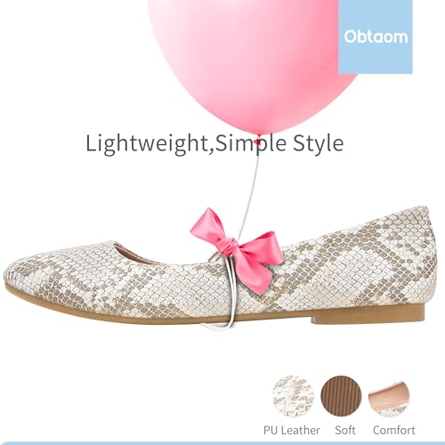 Image of Obtaom Round Toe Women Flat Shoes Slip on Girls Dress Black Ballet Flats