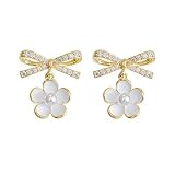 MIKAMU リボン ピアス レディース 人気 最高級ジルコニア 18K 18金 人気 レディース ピアス 桜 安心の 金属アレルギー対応 ギフト 専用ボックス付き