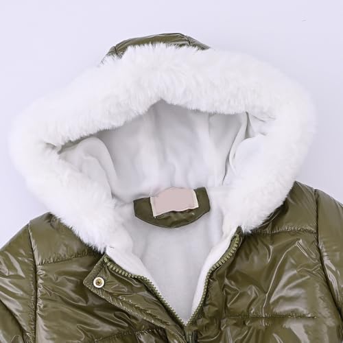 Image of Teen Kids Leather Puffer Jackets Winter Waterproof Fleece Lined Down Coats Boys Girls Padded Warm Quilted Outwear