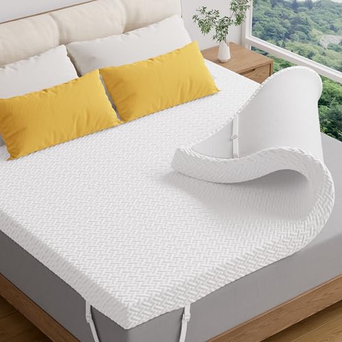 Memory Foam Mattress Topper Twin XL Size 3 Inch Gel Mattress Topper Cooling Mattress Pad Cover for Back Pain with Breathable & Removable & Washable Bamboo Cover with Zipper Closure & Elastic Band