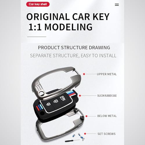 Image of Pack of 2 Metal Key Cover Compatible with Kia Seltos 2025 2024 | Sonet 2024 2025 | Carens | Flip 3 Button Remote