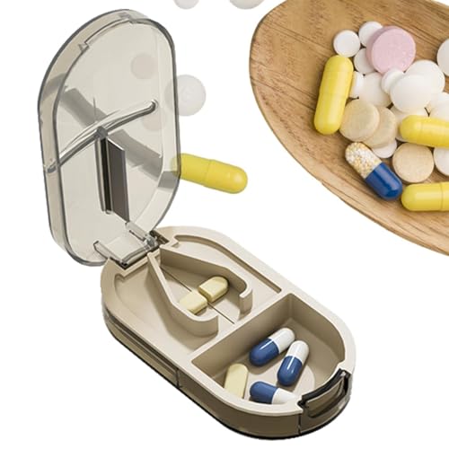 Cortador de medicamentos para pastillas | Cortador y divisor de pastillas con dispensador - Cortadores de píldoras portátiles con cámara de almacenamiento de píldoras incorporada para cortar las píldo