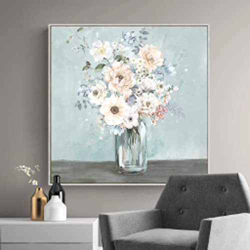 Peinture fleurs en bouteille de verre pour décoration salon