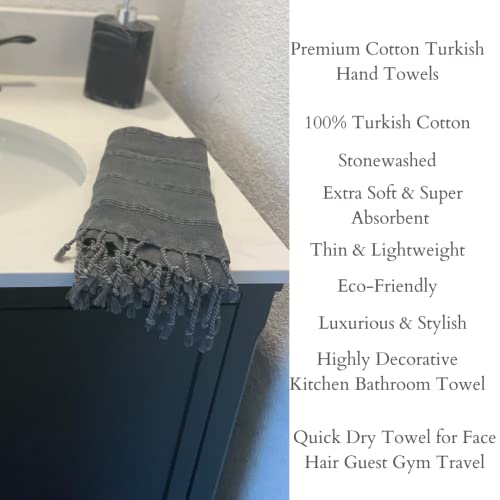 Luxury Cotton Turkish Hand Towel, Decorative Kitchen Towels Farmhouse, Black Hand Towels For Bathroom, Soft&Absorbent Hand Towels For Head Face Guest Tea Dishcloth Gym Spa - Charcoal Gray/Black #TOP4