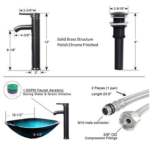 24 Grey Bathroom Vanity,Tempered Glass Vessel Sink Combo,Style Sink,1.5 GPM Faucet Oil Rubbed Bronze,Bathroom Vanity Top with Sink Bowl,20 inch Deep, 30% Water Saving Faucet/U-Eway (B02GA10)