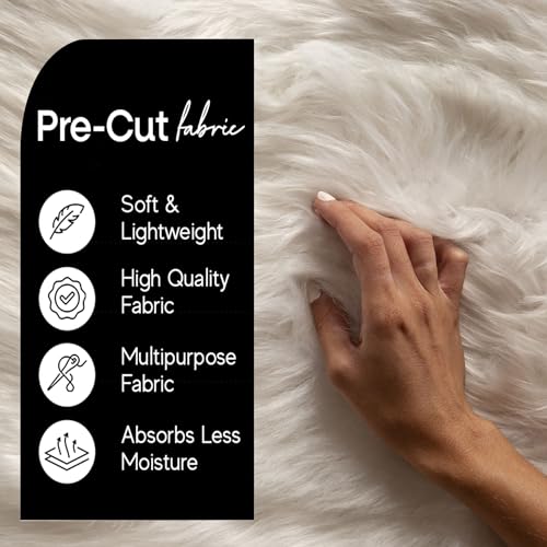 Image of FabricLA Faux Fur Fabric by The Yard - Artificial Craft Fur - 36 inch X 60 inch Inch Wide - Fur Fabric for Craft Supply, DIY Furry Plush Projects, Sewing, Decoration, Upholstery, White, 1 Yard