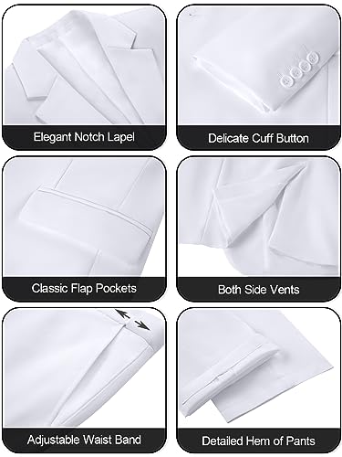 Image of Men's Slim Fit 3 Piece Suit Two Button Business Wedding Dress Tux Suit Set Jacket Vest Pants with Tie