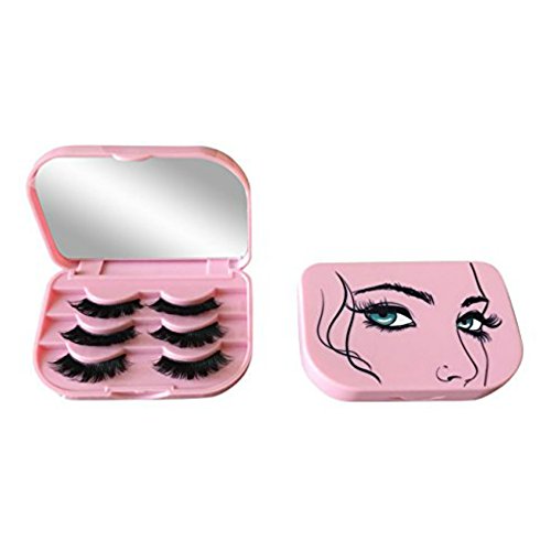False Eyelash Case Holder Pink - Three Tier Box, Organizer for Travel, Strip Lash Storage Container
