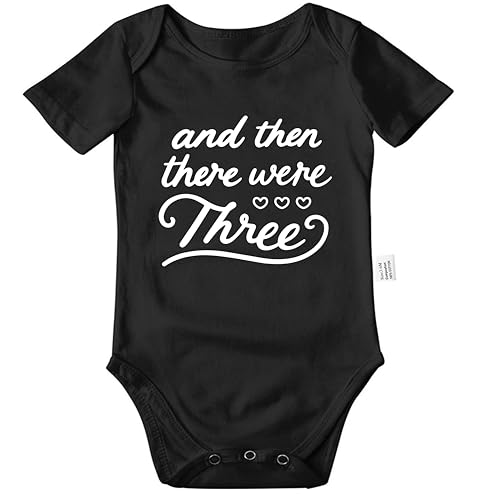 And Then There Were Three Pregnancy Announcement Infant Bodysuit for Grandparents, Cute Boys Girls Baby Outfits