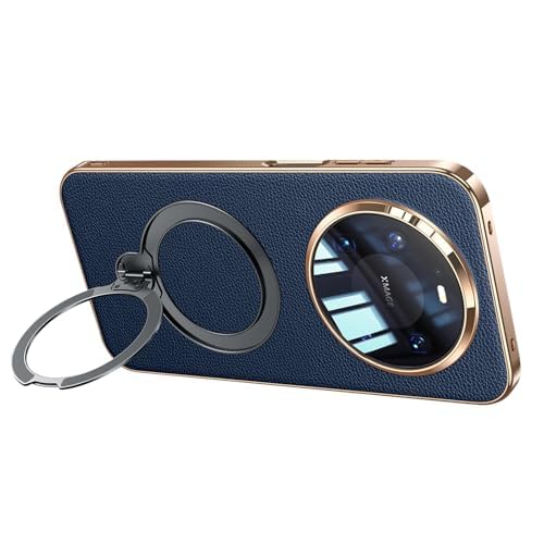 Étui en cuir véritable Huawei Mate 80 Pro Max bleu avec coque support magnétique
