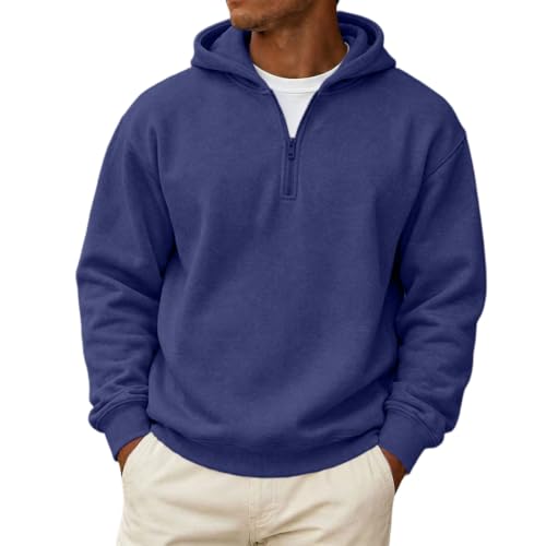 Mens Hoodies Zip Big and Tall 1/4 Zip Classic Fleece Sherpa Hoodie - image 1