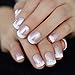 EchiQ Press On Nails Pearl Shine Pink French Nail White Round Fake Nails Short Glossy Satin Artificial Lady Fingernails with Adhesive Tabs